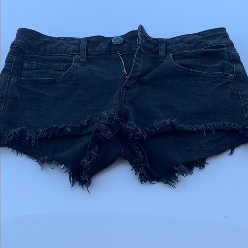 Black jean shorts super low